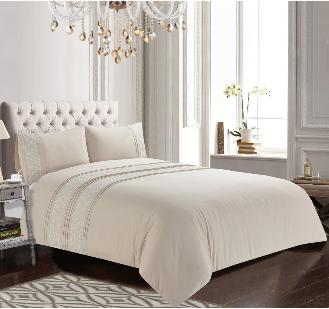 Rapport Home CHARLOTTE Cotton Blend Duvet Cover Set with Pillowcases Super King