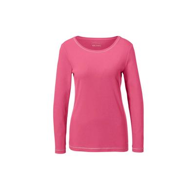 Kurzarmshirt GOLDNER "Kurzgröße Basic T-Shirt aus reiner Baumwolle", Damen, Gr. 24, pink (kamelie), Obermaterial: 100% Baumwolle CO., U-Boot-Ausschnitt, Sonstiges, Shirts, Ziernähte aus Glanzgarn am Ausschnitt und an den Säume