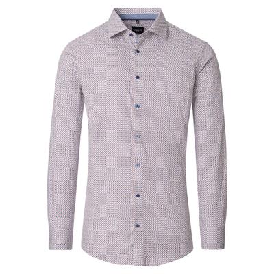 Businesshemd VENTI "VENTI Businesshemd Langarm Print", Herren, Gr. 43, Normalgrößen, beige, 100% Baumwolle, bedruckt, schmal, Hemden