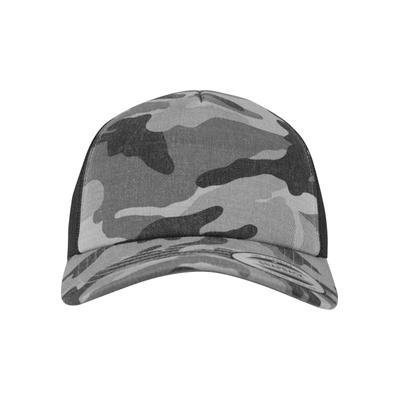 Trucker Cap FLEXFIT "Flexfit Unisex Camo Trucker Cap", Herren, Gr. onesize, grau (schwarz camo, blk), 60% Baumwolle, 40% Polyester, Caps