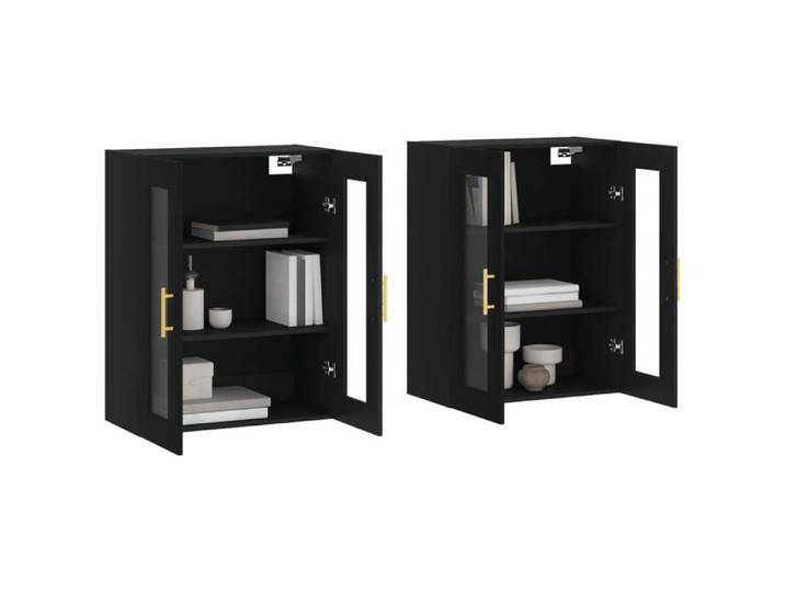 BEL-ACHAT* Lot de 2 Armoires murales - Capacité généreuse - Cabinet suspendu noir bois d'ingénierie Prom12256171