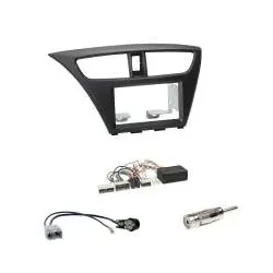 Honda Civic ab 02/2012 Doppel 2-DIN Radioblende schwarz + Radio Lenkradadapte...