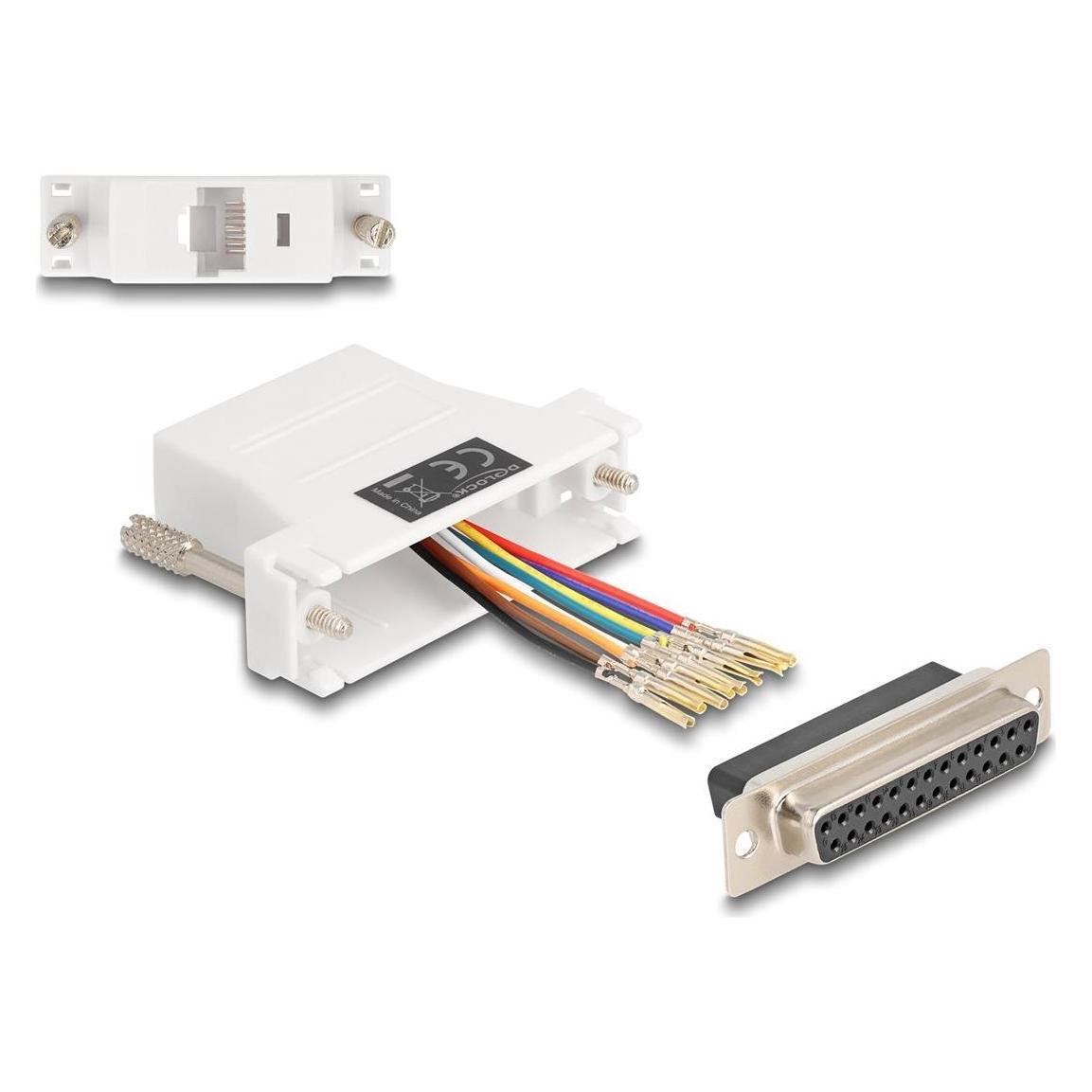 Delock D-Sub 25 Pin Buchse zu RJ45 Buchse Montagesatz weiss (0.06 m) (67117)