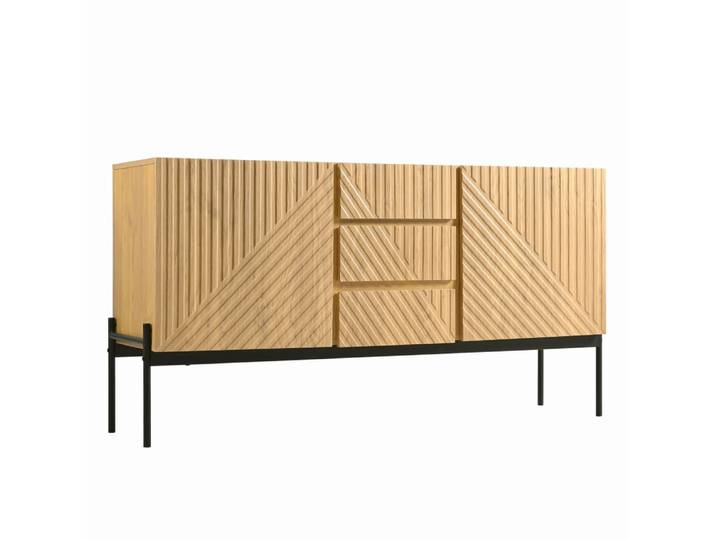 Buffet en panneaux de particules avec 3 tiroirs naturel 140x40x75 cm