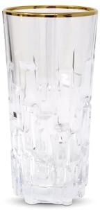 Vivience Highball Glasses with Block Design and Gold Rim, Set of 6