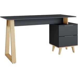 Vicco Schreibtisch Nautica L, anthrazit / buche, mit Standcontainer, 138 x 77 x 60 cm