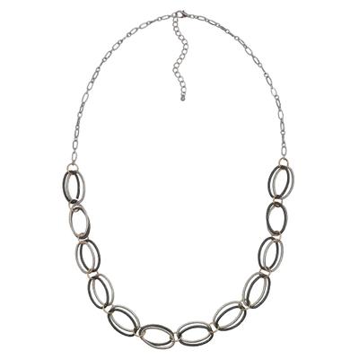 Collierkettchen STEUER "Metall glanz zweifarbig", silber (mehrfarbig), Halsketten, Damen, 84,0cm, Metall, L: 84, glänzend