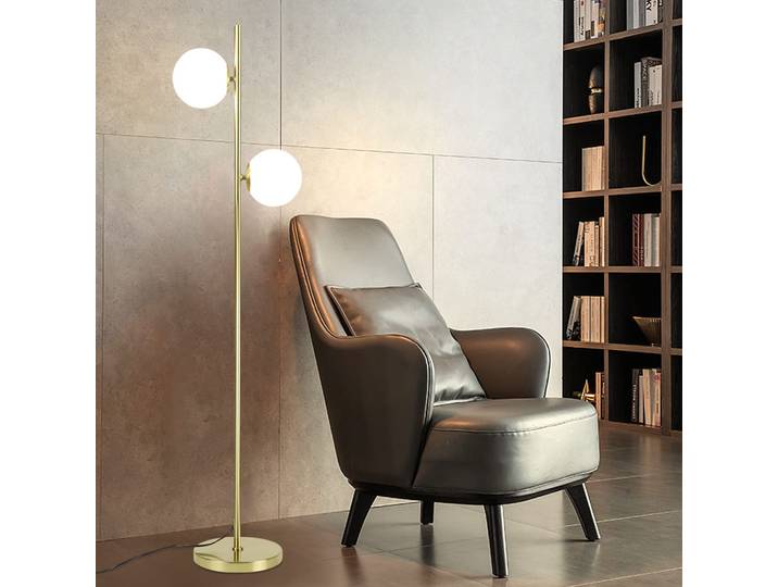 Lampadaire moderne pour salon, design doré, version E27, avec interrupteur au pied, lampe de chevet, lampes en verre, lampe parapluie, lampe de lecture pour chambre à coucher, 166 cm (source lumineuse