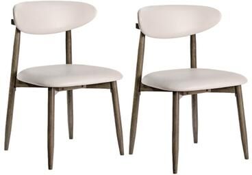Costway Set of 2 Wooden Modern Upholstered Dining Chairs with Curved Backrest-Beige
