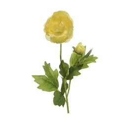 MARELIDA Ranunkel mit Blüte und Knospe am Stiel Kunstblume Dekoblume H: 57cm gelb