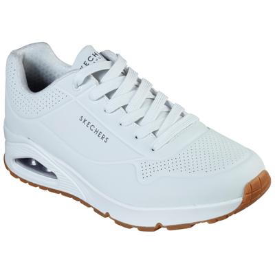 Sneaker SKECHERS "Uno - Stand on Air", Herren, Gr. 45, Textil, weiß, Lederimitat, Schuhe Sneaker, Freizeitschuh, Halbschuh, Schnürschuh mit Air-Cooled Memory Foam