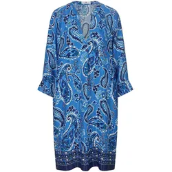 Kleid V-Öffnung am Rundhals-Ausschnitt Peter Hahn blau, 40