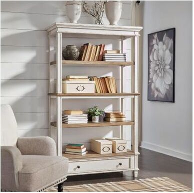 "Signature Design by Ashley Realyn Brown/White Bookcase with 1 Drawer - 45"" W x 16"" D x 74.5"" H"