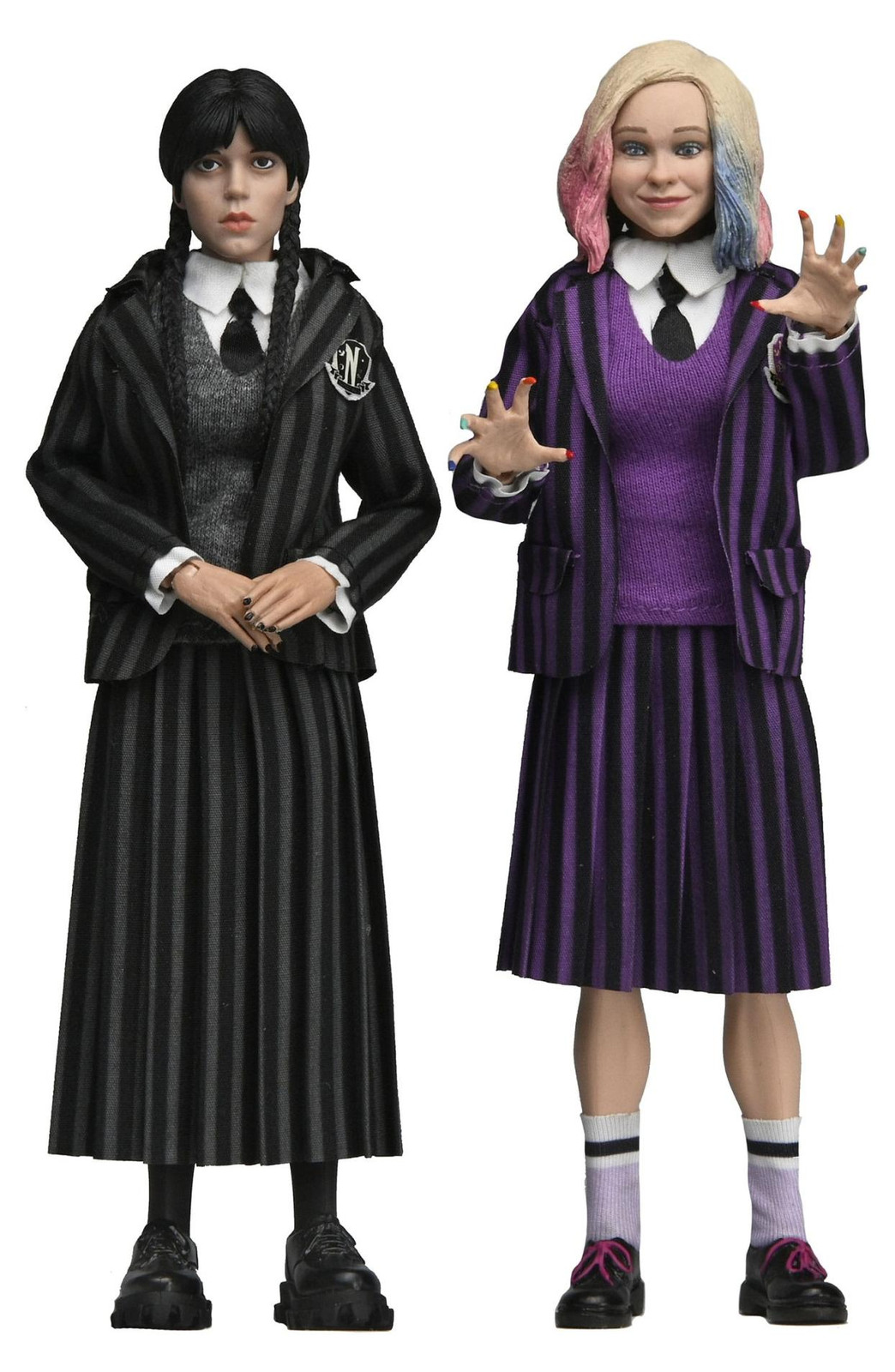 NECA Wednesday Addams en Enid Sinclair Actiefiguren 2-pack, Nevermore Uniform versie, 20 cm