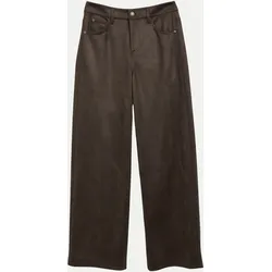 Wide-Leg Hose in Velourslederoptik Braun 34