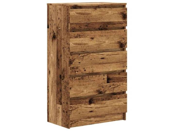 Kaorsrow Kommode mit 5 Schubladen Altholz-Optik 60x36x103 cm Schmaler Sideboard Schrank aus Holzwerkstoff mit 5 Fächern für Flur und Schlafzimmer, pflegeleichte Abstellfläche.