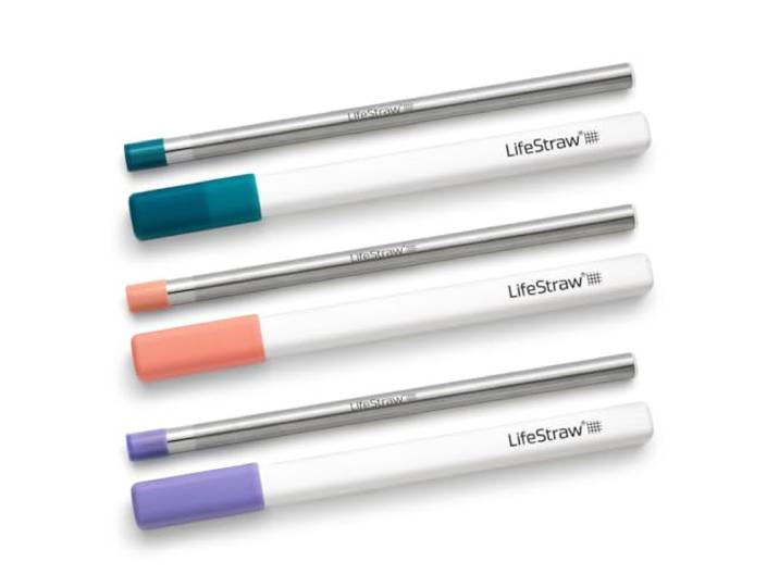 LifeStraw Sip 3er-Pack, Wiederverwendbare Strohhalme aus Edelstahl mit 3 Etuis, entfernt Mikroplastik, Bakterien und Parasiten für Reisen und den täglichen Gebrauch