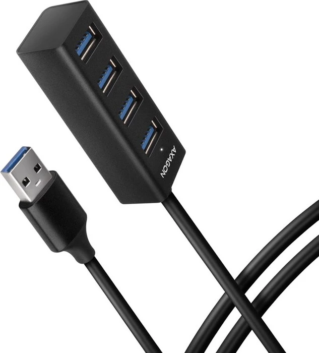 AXAGON HUE-M1AL SuperSpeed USB-A > 4-Port MINI Hub, Metall, 1,2 m Kabel