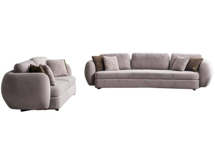 JVmoebel Polstergarnitur Graues Designer-Sofa mit modernem Stil und hochwertigem Bezug, (2-tlg)
