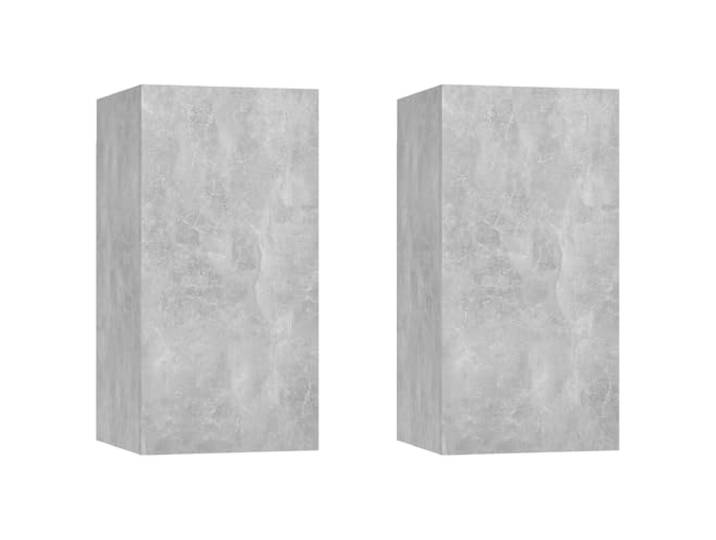 Kaorsrow TV Wandschrank 2er Set Betongrau 30,5x30x60 cm Holzwerkstoff Platzsparende Hängeboards fürs Wohnzimmer mit 2 Einlegeböden für Medien und Bücher, Belastbar bis 60 kg, Pflegeleicht.