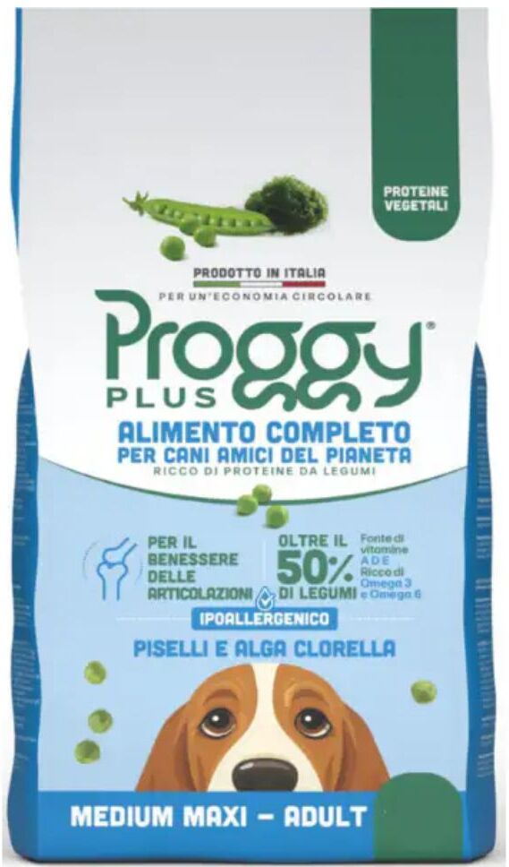 Proggy Plus Crocchette per Cani Vegetali Taglia Medium Maxi ai Piselli 10KG