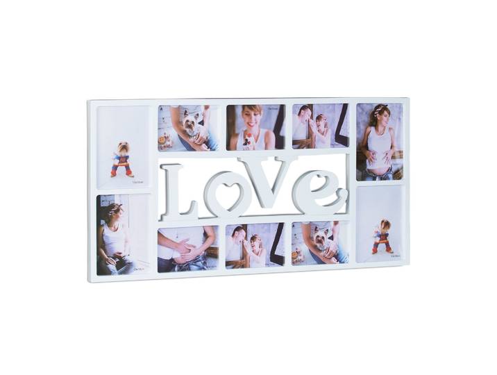 Bilderrahmen LOVE für 10 Fotos Weiss-Transparent