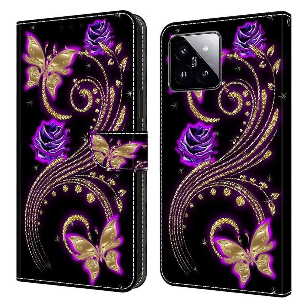 Cover-Discount Xiaomi 14 - 3D-Effekt Hülle Etui Butterfly purple (Xiaomi 14) (660171400F)