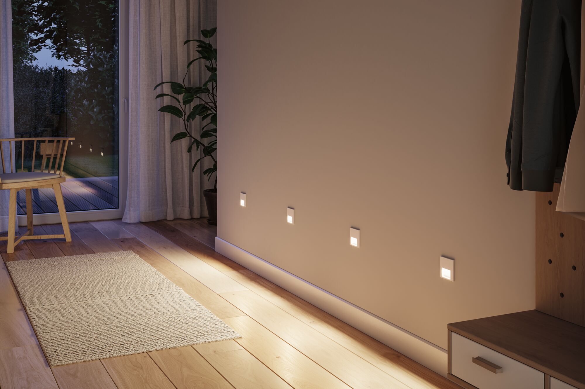 PAULMANN LED Einbauleuchte "LED Wandeinbauleuchte Tsaro eckig 80x36mm", weiß, 1, H: 8cm, 1 Stk., Leuchten, LED Einbauleuchte