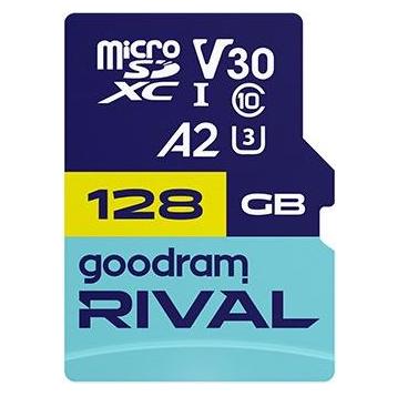 Goodram microSDXC 128GB V30 A2 UHS I U3 RIVAL + adapter (128 GB, microSDXC, U3, UHS-I) (GGSM2AA-1280R12)