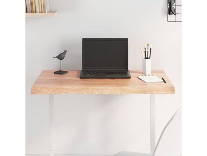 HEFZGDB Massivholz Tischplatte 80x60x(2-4) cm Eichenholz Baumkante Behandelt - Naturbelassene Tischoberfläche mit Lackierung für Wohn- und Geschäftsbereiche, Handgefertigte