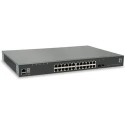 LevelOne 28-Port Stackable L3 Lite Managed Gigabit Switch 2 x SFP+ 10-Gigabit 1 x Module Slot 10-Gigabit (28 Ports), Netzwerk Switch, Grau