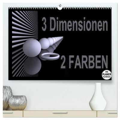 3 Dimensionen - 2 Farben (hochwertiger Premium Wandkalender 2027 DIN A2 quer), Kunstdruck in Hochglanz