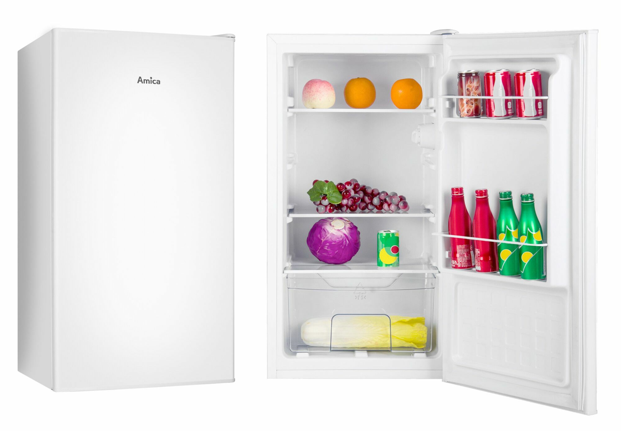 Amica VKS351116W 61 l / 61 l Tischkühlschrank EEK: E 82 kWh Jahr (Weiß) VKS 351 116 W