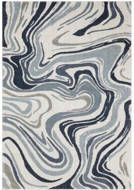 ROW ROW Gemma Contemporary Swirls Blue/Grey Area Rug