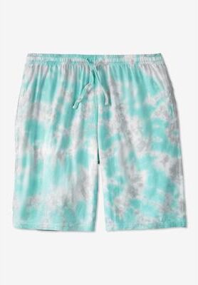 Men's Big & Tall Lightweight Jersey Pajama Shorts by KingSize in Blue Grey Tie Dye (Size 5XL)