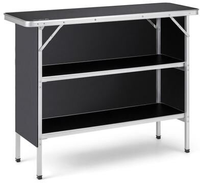 Costway Folding Camping Table with 2-Tier Open Shelves for Outdoor BBQ-Black