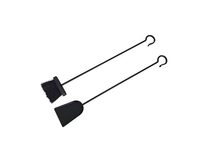 Kamin Kehrset Besen und Schaufel Schwarz