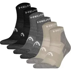 HEAD Unisex Quarter-Wandersocken, 6er Pack - Hiking All Climates Quarter 6P, Sportsocken, Logo, Größe 39-42 in Bunt Bunt