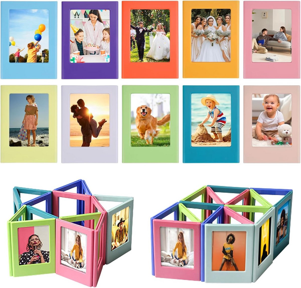 10x Magnetische Fotolijstjes Mini 3 Inch Kleurrijk Verstelbaar