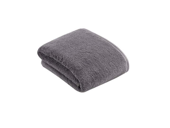 Vossen Badetuch Vegan Life, Dunkelgrau, Uni, 100x150 cm, Made in Austria, Oeko-Tex® Standard 100, Oeko-Tex® Made IN Green, V-Label Vegan, saugfähig, Aufhängeschlaufe, angenehm weich, hochwertige Qualität, Bordüre, schadstoffgeprüft, vegan, Heimtextilien, Badtextilien, Badetücher