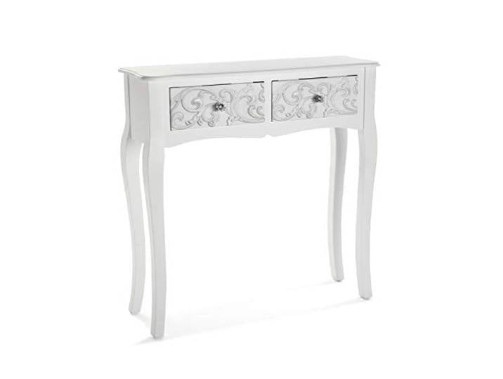 Versa Anjali Schmales Möbelstück für den Eingangsbereich oder Flur, Moderner Konsolentisch, mit 2 Schubladen, Maßnahmen (H x L x B) 80 x 25 x 80 cm, Holz, Farbe: Weiß