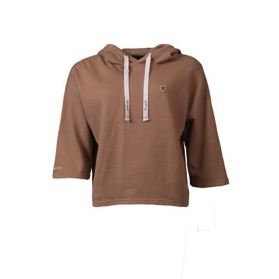 Sweater KLEINIGKEIT "Kleinigkeit Comforty Perry T-Hood", Damen, Gr. S, braun (taupe), 95% Baumwolle, 5% Elasthan, Rundhals, Sweatshirts Sweater