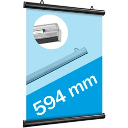 Posterklemmschienen Aluminium, aufklappbar schwarz | 594 mm