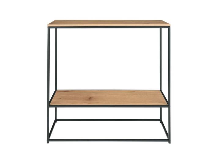 Console décor chêne et métal 80x80 cm