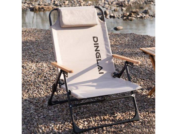 Chaise pliante d'extérieur portable pour le camping, chaise inclinable réglable en angle avec coussins amovibles, dossier haut, chaise de pêche