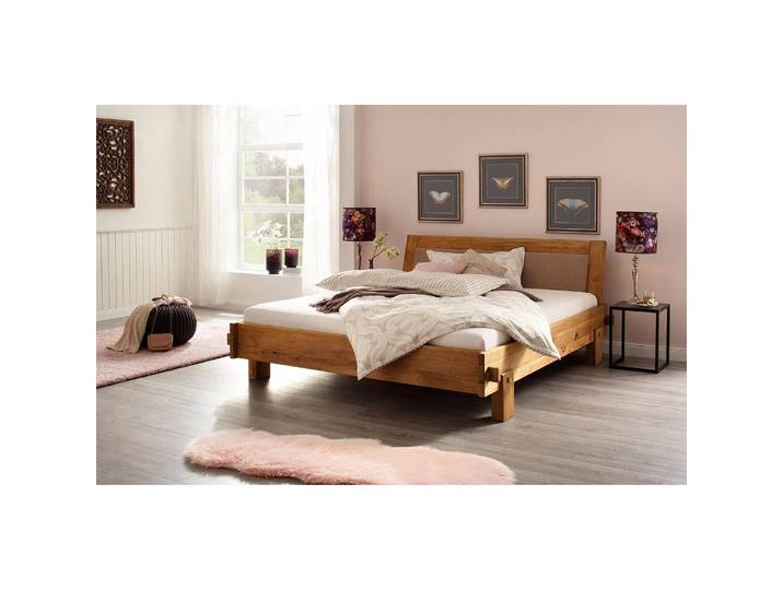 Massivholzbett Saint Davids 140 x 200cm Kernbuche Braun/Wildeiche Eiche