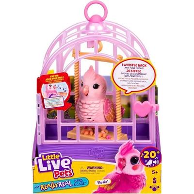 Moose Toys 300333 - Little Live Pets: My Really Real Bird Rosie+ Cage, Interaktiver Vogel mit Käfig