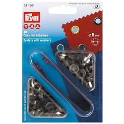 Prym Ösen + Scheiben, altmessing 5 mm, Karte 40 Stk., Nähzubehör, Bronze