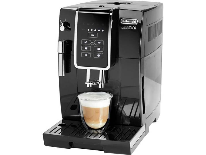 De'Longhi Kaffeevollautomat Dinamica ECAM358.15.B - Long Coffee Funktion für Filterkaffee, schwarz, Milchaufschäumdüse, 300 g Bohnenbehälter, automatische Reinigung