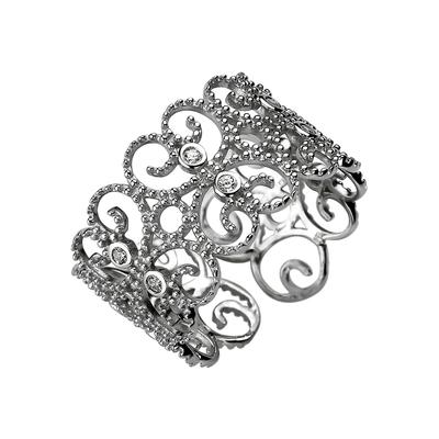Fingerring JOBO Gr. 52, silber (silber 925), Fingerringe, Damen, 52, Silber 925 (Sterlingsilber), Fingerring, offen 925 Silber mit 10 Zirkonia